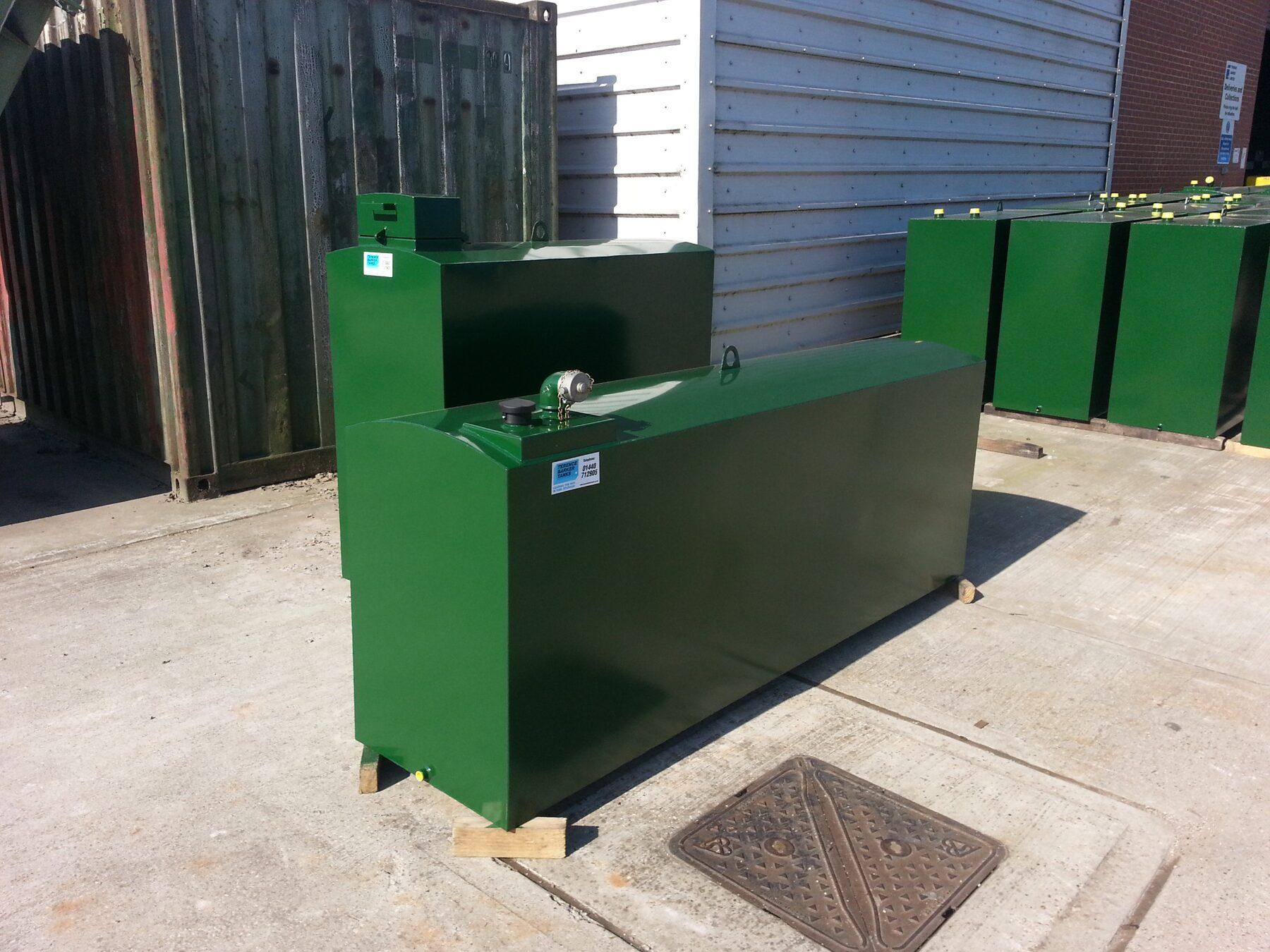 Green steel domestic heating oil tanks made by Terence Barker
