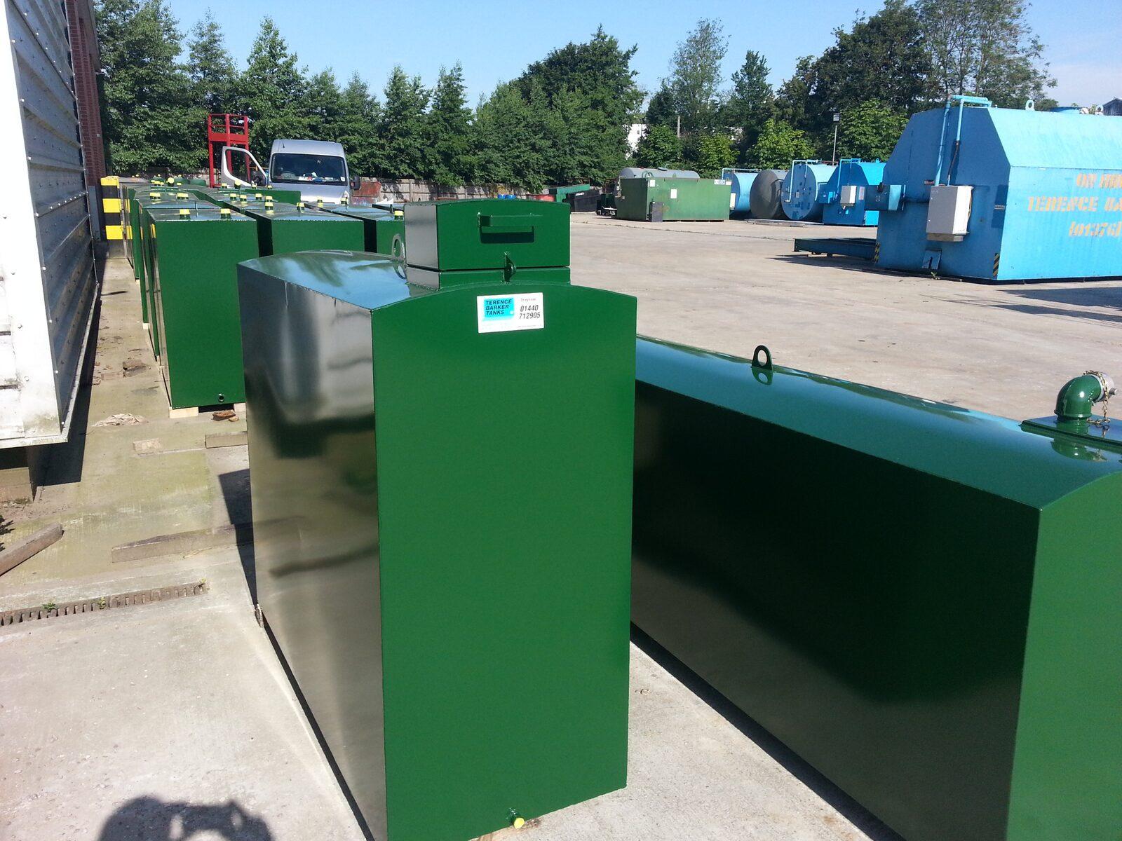 Tall narrow and low profile green steel domestic oil tanks